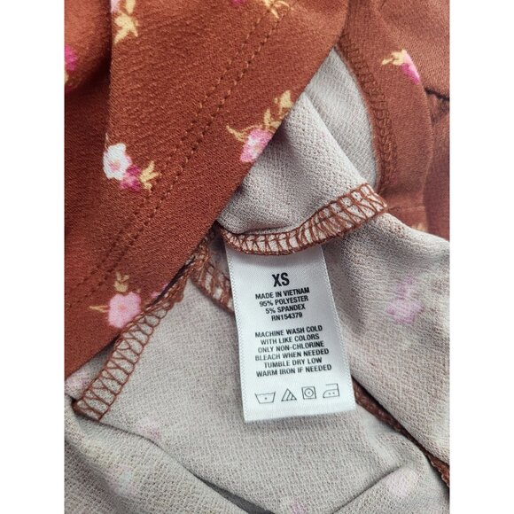 Aeropostale Floral V Neck Babydoll Dress Rust Tiered Country Festival y2k style - Picture 8 of 8